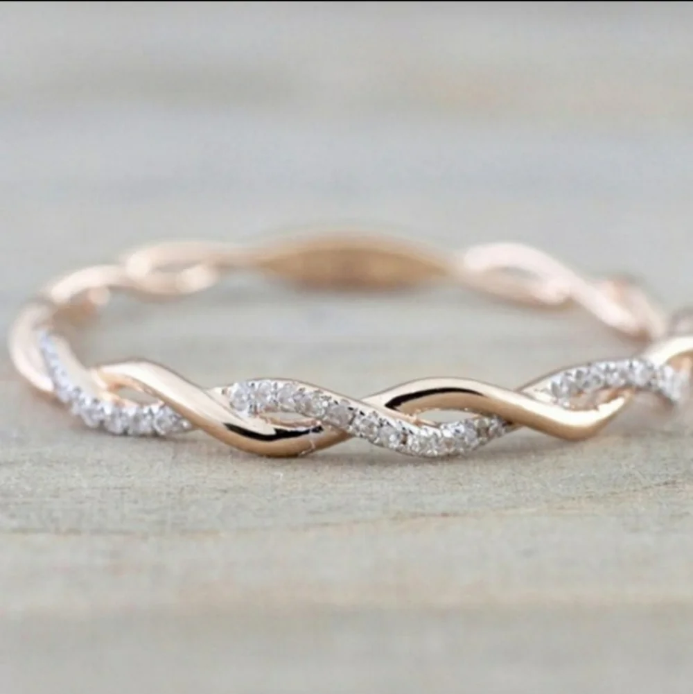 Delicate Rose Gold Twisted Ring Size 10